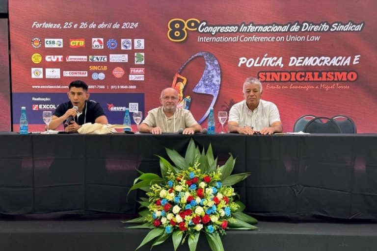 Luis Cáceres participó del VIII Congreso Internacional de Derecho Sindical realizado en Brasil
